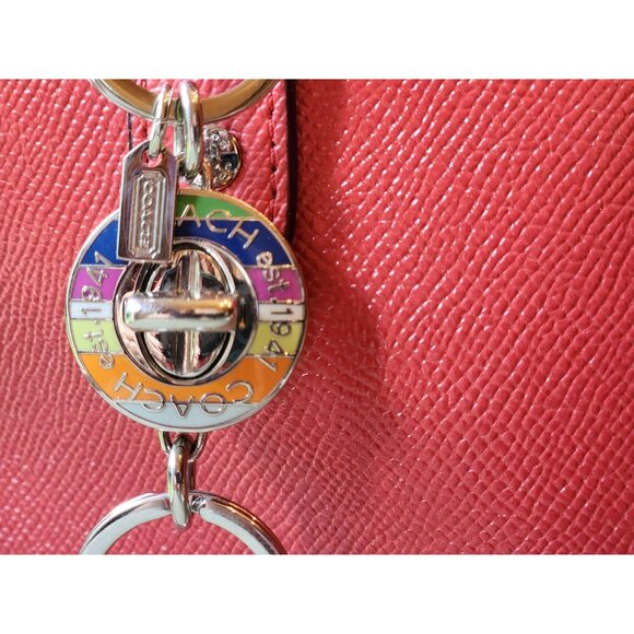 Coach Authentic 1941 Multicolor Stripe Turnlock 2-n-1 Valet Keychain NWOT - Picture 4 of 9